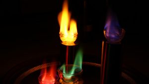 Les gadgets d'ustensiles de cuisine créent des flammes de feu colorées, des  taches de flamme colorées, des couleurs de flamme, des fournitures de fête  et de festival - Magique